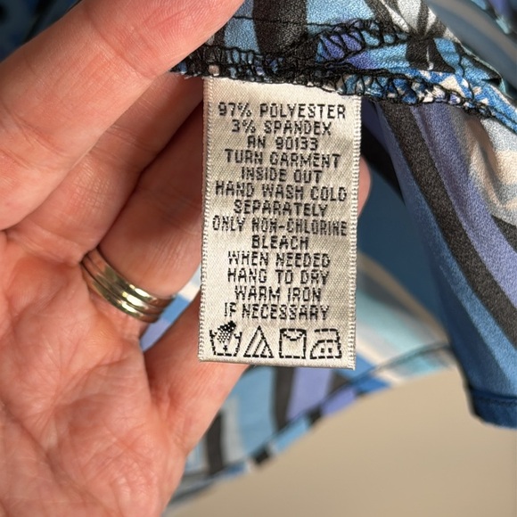 Bob Mackie Blue Button Down Blouse Size Medium - Picture 3 of 5